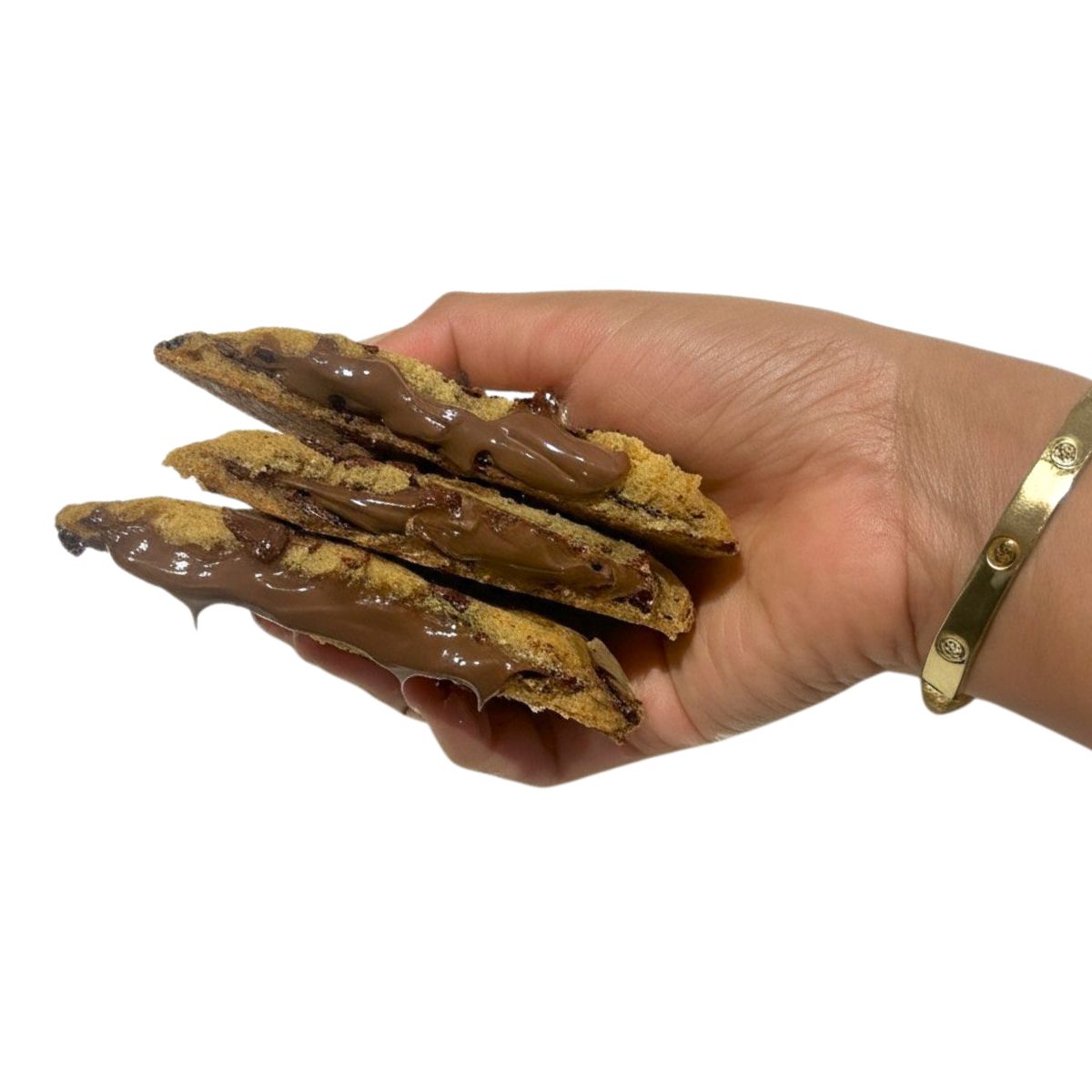 Buy eggless Nutella choco chip cookies online in India. Premium soft-baked cookies stuffed with gooey Nutella and rich chocolate chips from Queen Cookies, ideal for gifting or personal indulgence